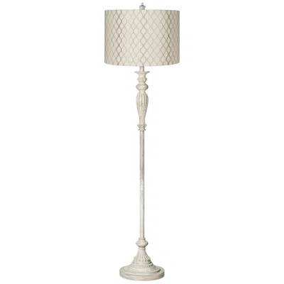 360 Lighting Vintage Chic 60" Embroidered And Antique White Floor Lamp