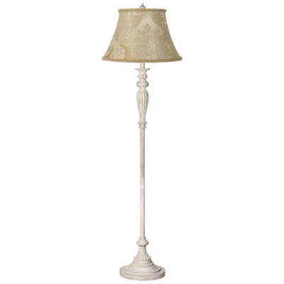 360 Lighting Vintage Chic 60" Ivory Brocade Antique White Floor Lamp
