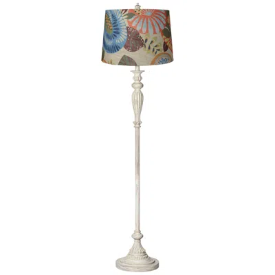 360 Lighting Vintage Chic 60" Tropic Shade Antique White Floor Lamp