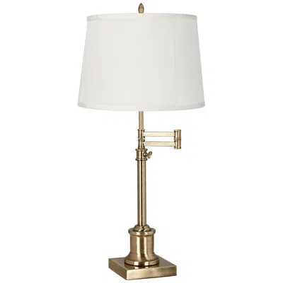 360 Lighting Westbury Adjustable Height Beige And Brass Swing Arm Desk Lamp