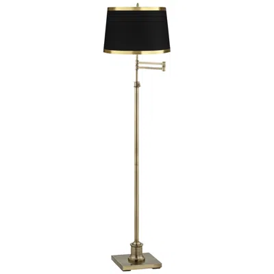 360 Lighting Westbury Adjustable Height Black Brass Swing Arm Floor Lamp