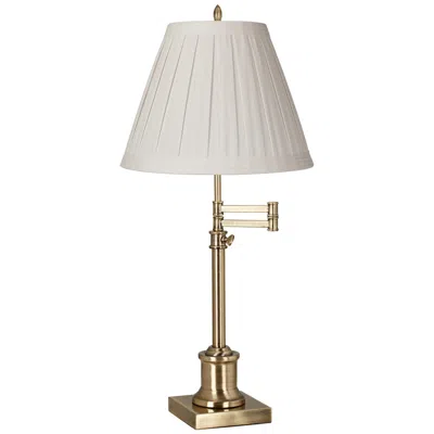 360 Lighting Westbury Adjustable Height Linen And Brass Swing Arm Desk Lamp