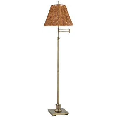 360 Lighting Westbury Adjustable Height Rattan Shade Floor Lamp