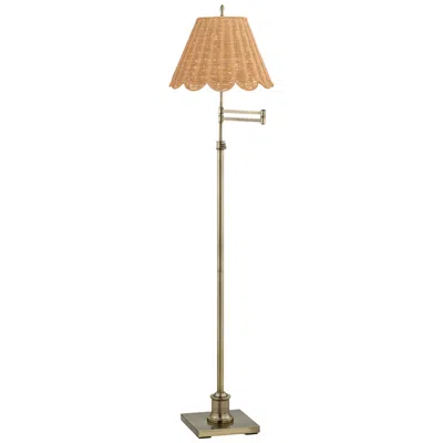 360 Lighting Westbury Adjustable Height Scalloped Rattan Shade Floor Lamp