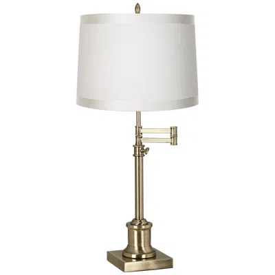 360 Lighting Westbury Adjustable White Shade Brass Swing Arm Desk Lamp