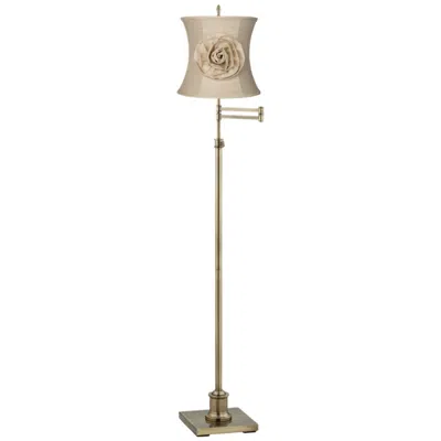 360 Lighting Westbury Almond Flower Brass Adjustable Swing Arm Floor Lamp