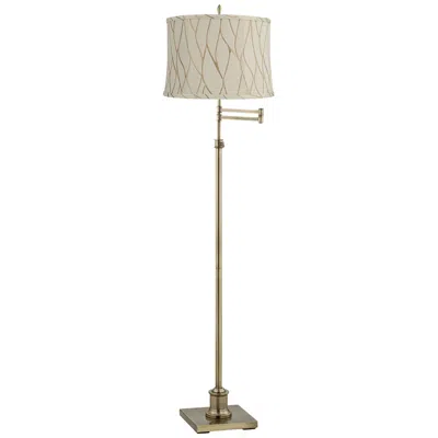 360 Lighting Westbury Antique Brass Swing Arm Floor Lamp With Kinmen Cream Shade