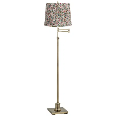 360 Lighting Westbury Antique Brass Swing Arm Floor Lamp With Meadow Shade