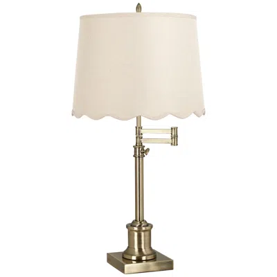 360 Lighting Westbury Antique Brass Swing Arm Table Lamp With Cream Scallop Shade
