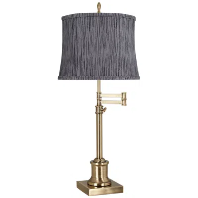 360 Lighting Westbury Antique Brass Swing Arm Table Lamp With Kensing Gray Shade
