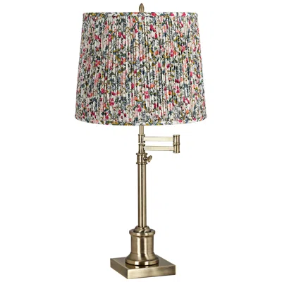 360 Lighting Westbury Antique Brass Swing Arm Table Lamp With Meadow Shade