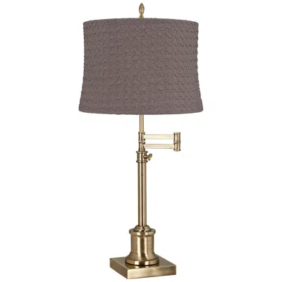 360 Lighting Westbury Antique Brass Swing Arm Table Lamp With Sierra Gray Shade