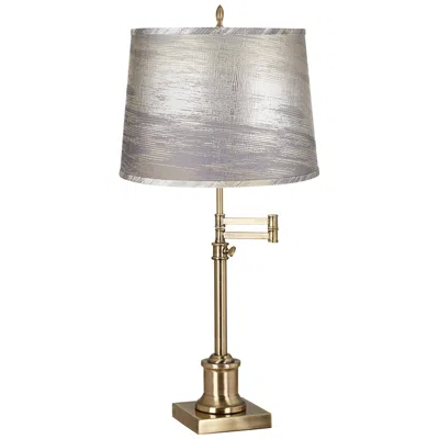 360 Lighting Westbury Antique Brass Swing Arm Table Lamp With Silver Gold Shade