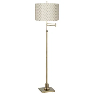 360 Lighting Westbury Brass Swing Arm Floor Lamp With Embroidered Shade