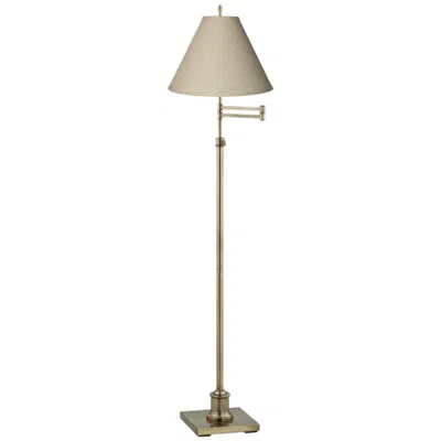 360 Lighting Westbury Burlap And Brass Adjustable Swing Arm Floor Lamp
