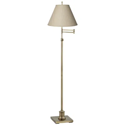 360 Lighting Westbury Burlap And Brass Adjustable Swing Arm Floor Lamp