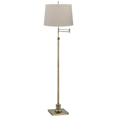 360 Lighting Westbury Burlap Shade Brass Swing Arm Floor Lamp