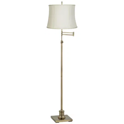 360 Lighting Westbury Creme And Brass Adjustable Swing Arm Floor Lamp