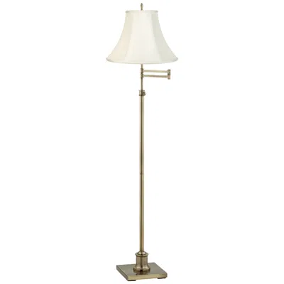 360 Lighting Westbury Creme Bell Shade Brass Swing Arm Floor Lamp