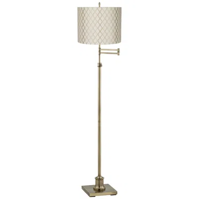 360 Lighting Westbury Embroidered Hourglass Brass Swing Arm Floor Lamp