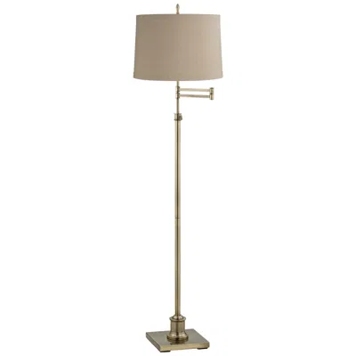 360 Lighting Westbury Linen And Brass Adjustable Swing Arm Floor Lamp