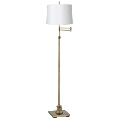 360 Lighting Westbury Linen And Brass Adjustable Swing Arm Floor Lamp