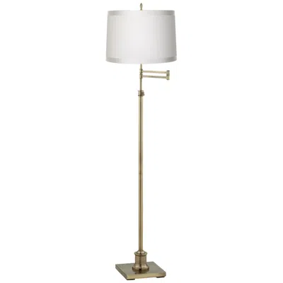 360 Lighting Westbury Off-white Shade Brass Swing Arm Floor Lamp