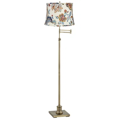 360 Lighting Westbury Paisley And Brass Adjustable Swing Arm Floor Lamp