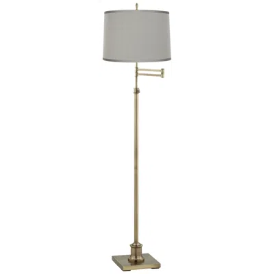 360 Lighting Westbury Platinum Gray And Brass Swing Arm Floor Lamp