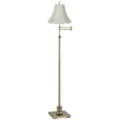 360 Lighting Westbury Scalloped Bell Brass Adjustable Swing Arm Floor Lamp