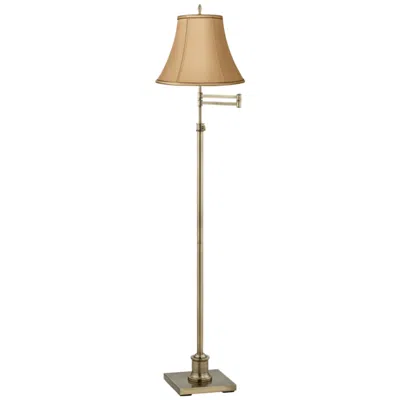 360 Lighting Westbury Tan And Brass Adjustable Swing Arm Floor Lamp