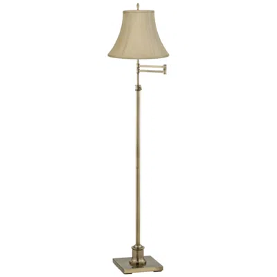 360 Lighting Westbury Taupe And Brass Adjustable Swing Arm Floor Lamp