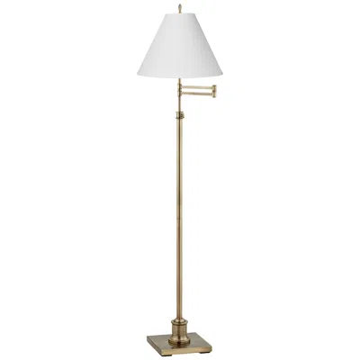 360 Lighting Westbury White And Brass Adjustable Swing Arm Floor Lamp