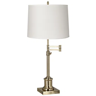 360 Lighting Westbury White Drum Shade Brass Swing Arm Desk Lamp