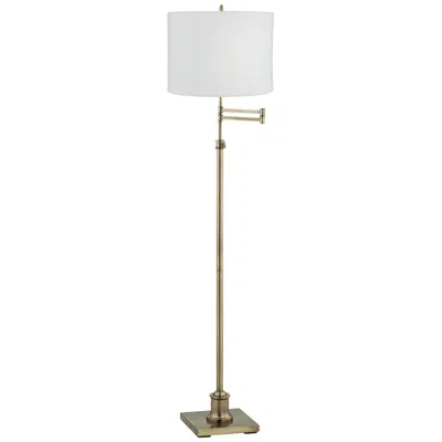 360 Lighting Westbury White Plastic Weave Shade Brass Swing Arm Floor Lamp In Silver