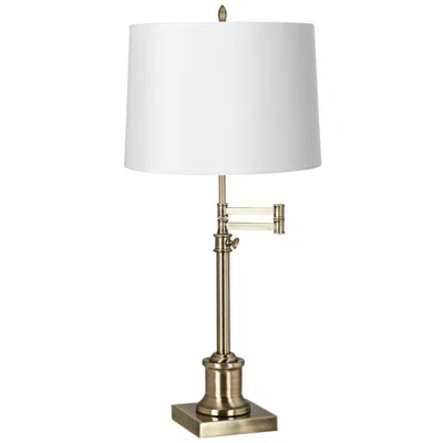 360 Lighting Westbury White Shade Brass Adjustable Swing Arm Lamp