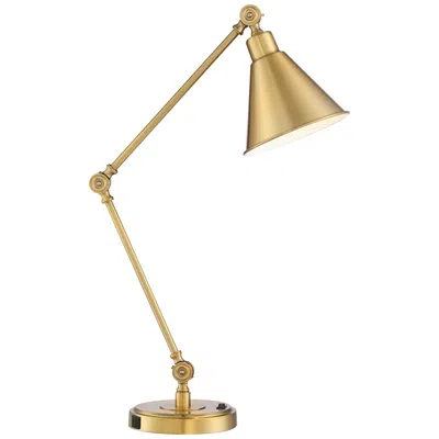 360 Lighting Wray Adjustable Height Warm Antique Gold Modern Usb Desk Lamp