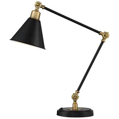 360 Lighting Wray Black Antique Brass Adjustable Usb Desk Lamp