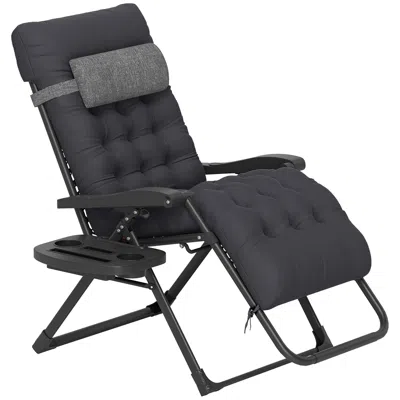 360 Recs Zero Gravity Recliner Chair With Cup Holder Cushion Foldable Black