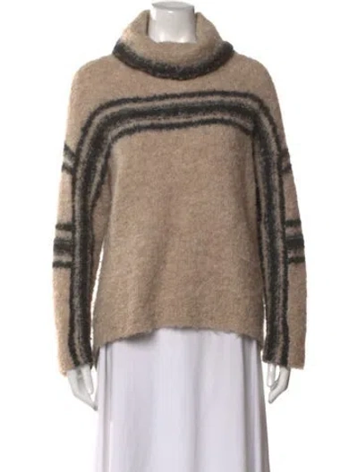 Pre-owned 360 Sweater Alpaca Striped Sweater In Neutral