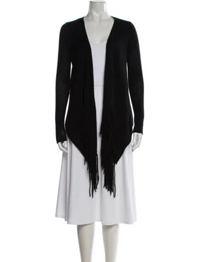 Pre-owned 360 Sweater Cashmere Open Front Sweater In Black