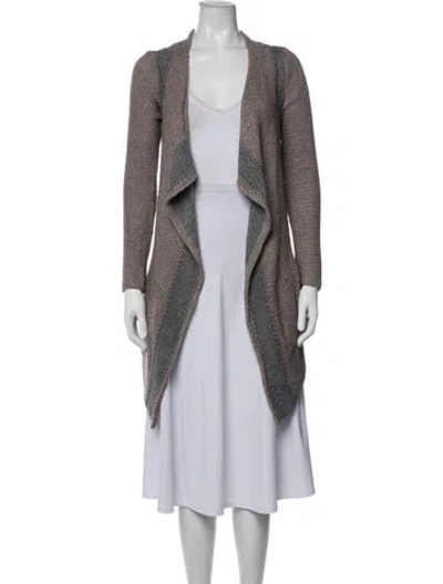 Pre-owned 360 Sweater Cashmere Open Front Sweater In Neutrals