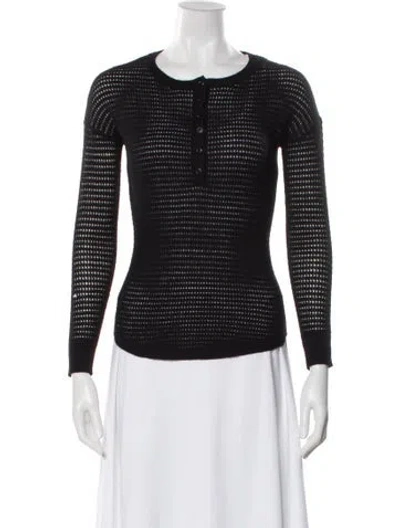 Pre-owned 360 Sweater Cashmere Scoop Neck Sweater In Black