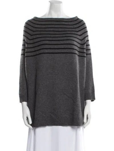 Pre-owned 360 Sweater Cashmere Striped Sweater In Gray