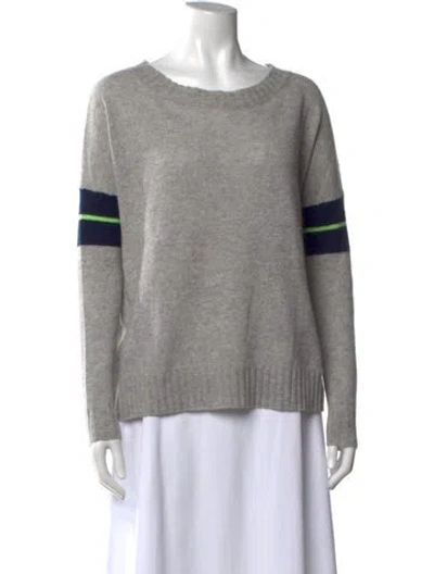 Pre-owned 360 Sweater Cashmere Striped Sweater In Gray