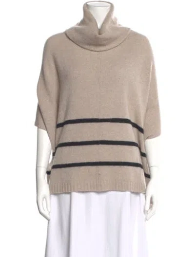 Pre-owned 360 Sweater Cashmere Striped Sweater In Neutral