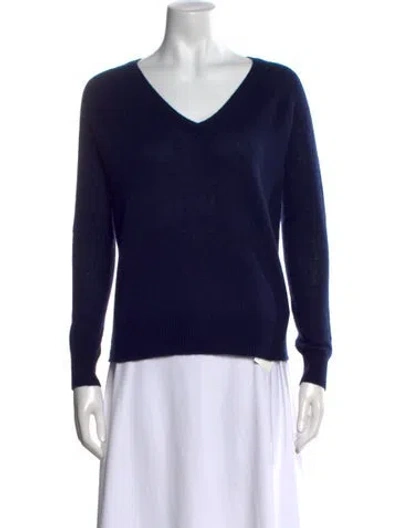 Pre-owned 360 Sweater Cashmere V-neck Sweater In Blue