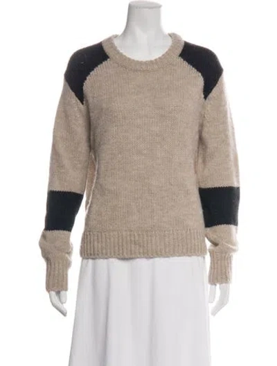 Pre-owned 360 Sweater Colorblock Pattern Crew Neck Sweater In Neutrals