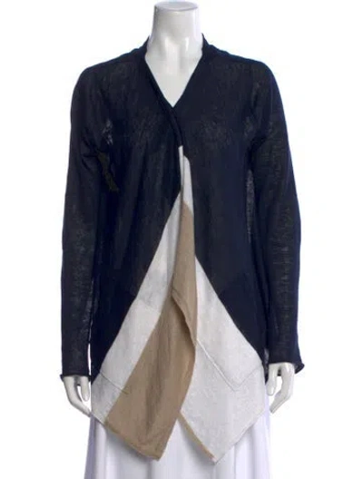 Pre-owned 360 Sweater Linen Colorblock Pattern Sweater In Blue