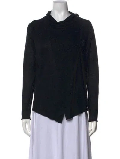 Pre-owned 360 Sweater Linen Cowl Neck Sweater In Black